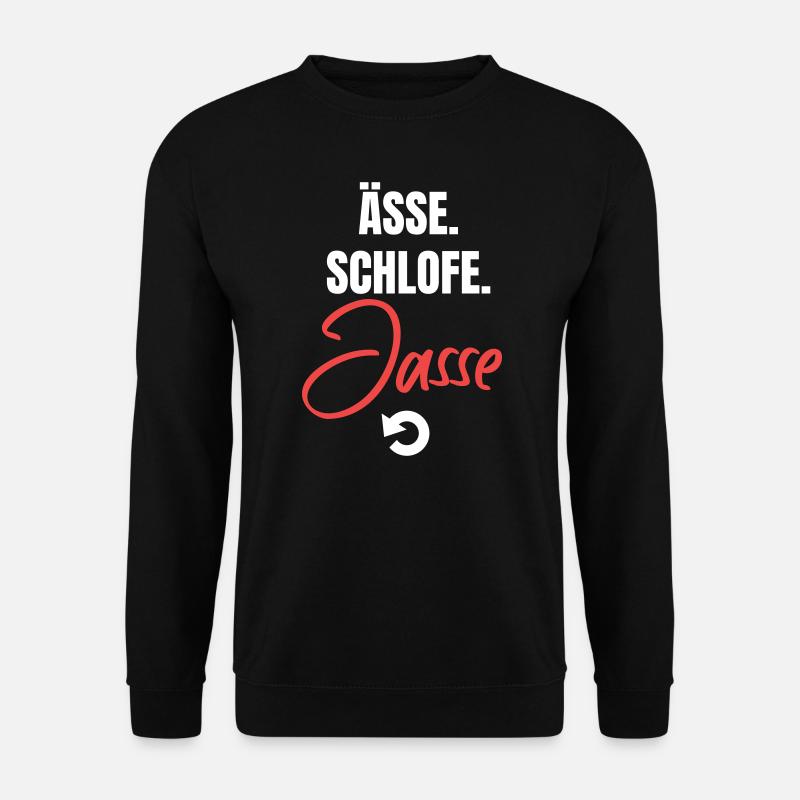 Essen, schlafen, jassen, repeat! - Unisex Pullover - Schwarz