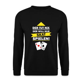 Der tut nix der will nur Skat spielen - Unisex Pullover - Schwarz - Vorne - Alina (178cm) & Michal (187cm)