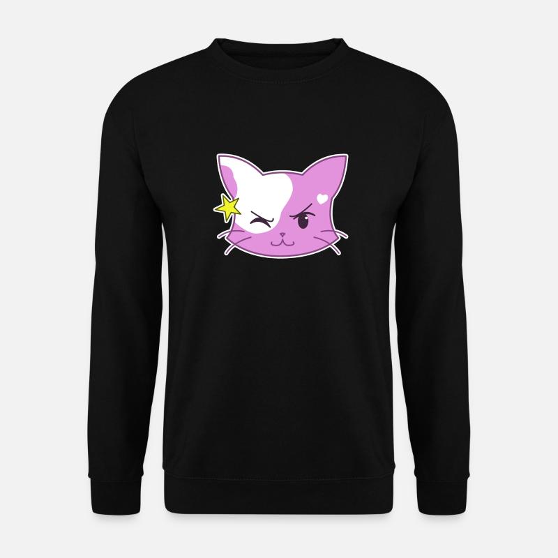 Herzkatze Standart Version zwinkernd - Unisex Pullover - Schwarz