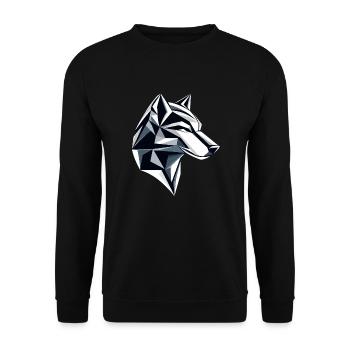 Wolf I Low Poly Art Logo Design - Unisex Pullover - Schwarz - Vorne - Alina (178cm) & Michal (187cm)