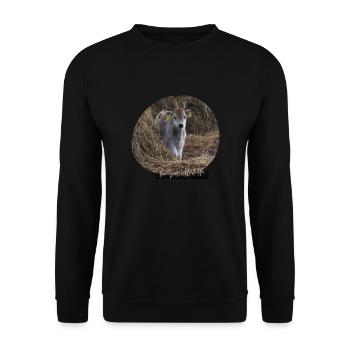 Highland Kalb - Unisex Pullover - Schwarz - Vorne - Alina (178cm) & Michal (187cm)
