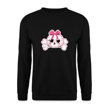 TOTENKOPF PINK ROCK ROLL PINUP 50s MOTIVE GESCHENK - Unisex Pullover - Schwarz - Vorne - Alina (178cm) & Michal (187cm)