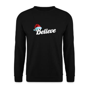 Chapeau de Père Noël Croyez au cadeau de fête de Noël - Sweat-shirt Unisexe - noir - Devant - Alina (178cm) & Michal (187cm)