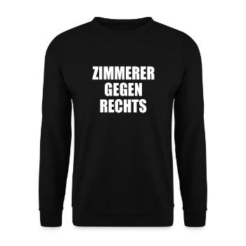 Zimmerer gegen rechts - Unisex Pullover - Schwarz - Vorne - Alina (178cm) & Michal (187cm)
