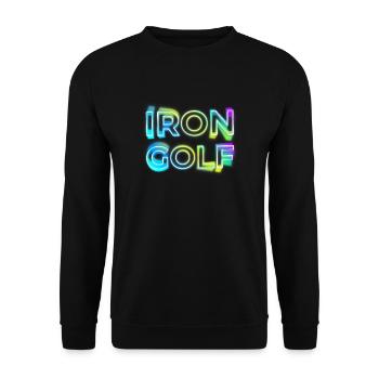 IRON GOLF 80s 90s NEON GOLFEUR RÉTRO DICTON MOTIFS - Sweat-shirt Unisexe - noir - Devant - Alina (178cm) & Michal (187cm)