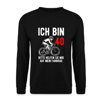 40 Geburtstag Party Ehemann lustiges Biker Fahrrad - Unisex Pullover - Schwarz - Vorne - Alina (178cm) & Michal (187cm)
