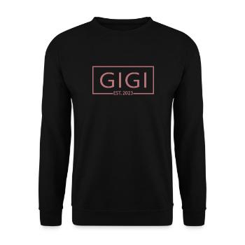 Gigi Est. 2023, Grand-mère en devenir, révélation de grossesse - Sweat-shirt Unisexe - noir - Devant - Alina (178cm) & Michal (187cm)