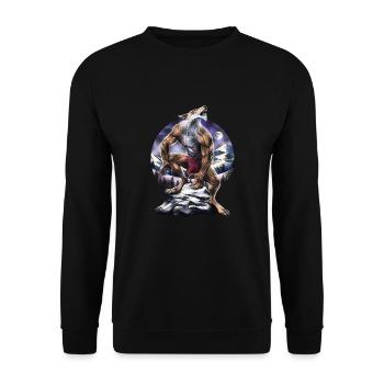 Werwolf Vollmond heult - Unisex Pullover - Schwarz - Vorne - Alina (178cm) & Michal (187cm)