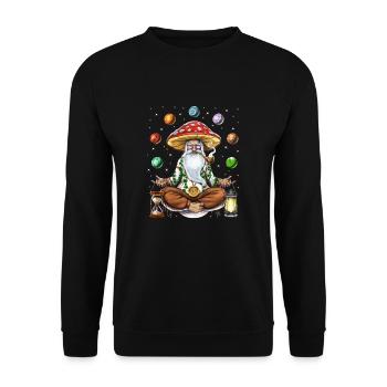 Psychedelic Mushroom Meditation - Unisex Sweatshirt - black - Front - Alina (178cm) & Michal (187cm)