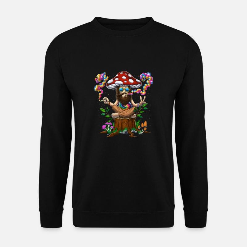 Batik-Hippie-Pilz - Unisex Pullover - Schwarz