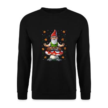 Zwergenpilz-Meditation - Unisex Pullover - Schwarz - Vorne - Alina (178cm) & Michal (187cm)