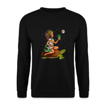 Aztec Goddess Mayahuel - Unisex Sweatshirt - black - Front - Alina (178cm) & Michal (187cm)