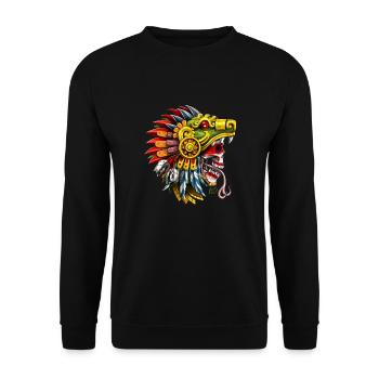 Aztec Serpent Skull Warrior - Unisex Sweatshirt - black - Front - Alina (178cm) & Michal (187cm)