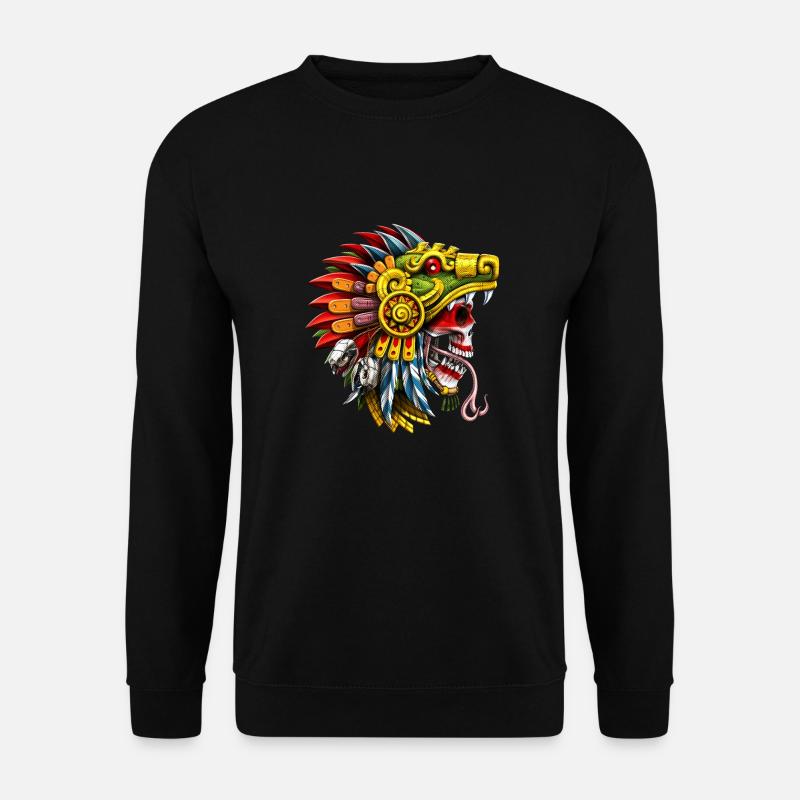 Aztekischer Schlangenschädel-Krieger - Unisex Pullover - Schwarz