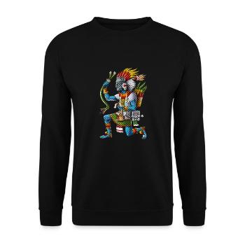 Ancient Aztec God Tlaloc - Unisex Sweatshirt - black - Front - Alina (178cm) & Michal (187cm)