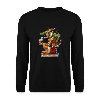 Maya-Gott Itzamna - Unisex Pullover - Schwarz - Vorne - Alina (178cm) & Michal (187cm)