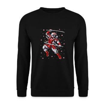 Astronauten-Samurai-Krieger - Unisex Pullover - Schwarz - Vorne - Alina (178cm) & Michal (187cm)