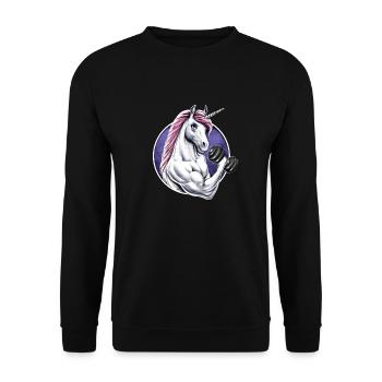 Unicorn Gym Fitness - Unisex Sweatshirt - black - Front - Alina (178cm) & Michal (187cm)