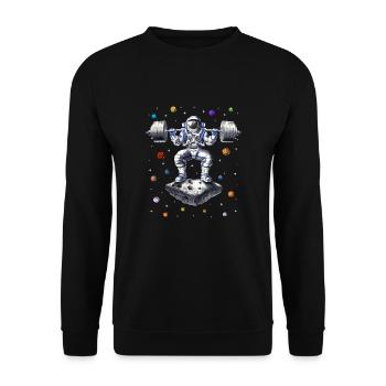 Astronauten-Fitness-Kniebeugen - Unisex Pullover - Schwarz - Vorne - Alina (178cm) & Michal (187cm)