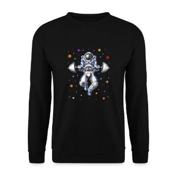 Astronauten-Fitness-Kniebeugen - Unisex Pullover - Schwarz - Vorne - Alina (178cm) & Michal (187cm)