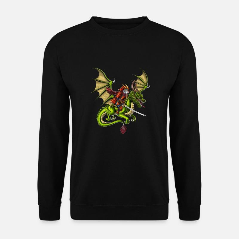 Giapponese Samurai Gatto Cavalca Drago - Felpa unisex - nero