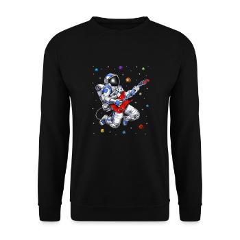 Weltraumastronaut spielt Gitarre - Unisex Pullover - Schwarz - Vorne - Alina (178cm) & Michal (187cm)