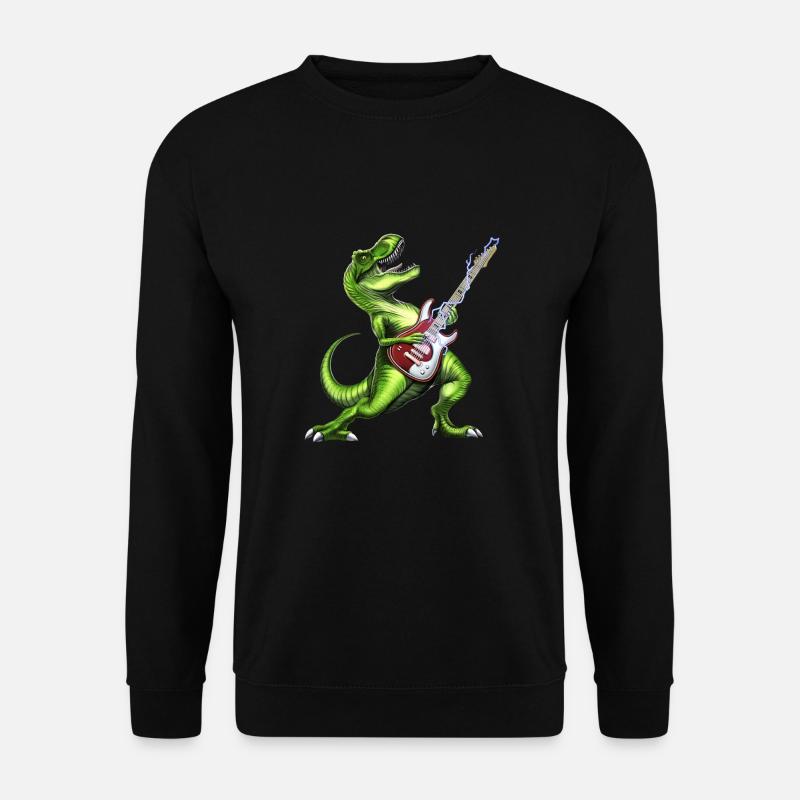 T-Rex Dinosaur Playing Guitar - Unisex Sweatshirt - black