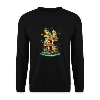 Mushroom Frogs - Unisex Sweatshirt - black - Front - Alina (178cm) & Michal (187cm)