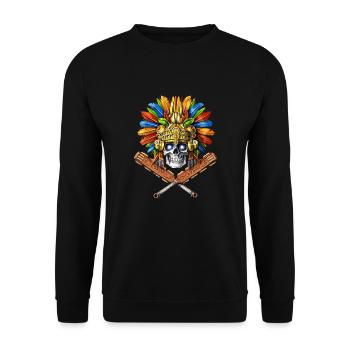 Guerrier crâne aztèque - Sweat-shirt Unisexe - noir - Devant - Alina (178cm) & Michal (187cm)