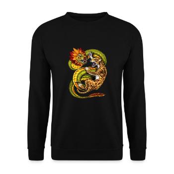 Aztec Jaguar vs Quetzalcoatl - Unisex Sweatshirt - black - Front - Alina (178cm) & Michal (187cm)