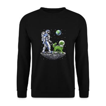 Astronaute de l’espace promenant un chien extraterrestre - Sweat-shirt Unisexe - noir - Devant - Alina (178cm) & Michal (187cm)