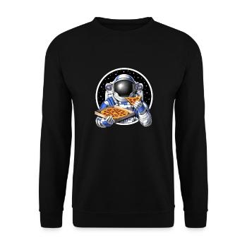 Space Astronaut Eating Pizza - Unisex Sweatshirt - black - Front - Alina (178cm) & Michal (187cm)