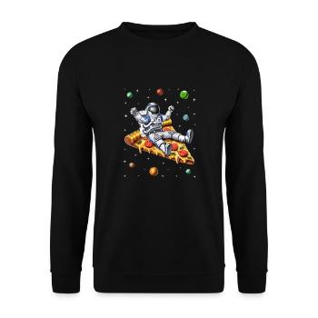 Astronaut Riding Pizza OFFICIAL - Unisex Sweatshirt - black - Front - Alina (178cm) & Michal (187cm)