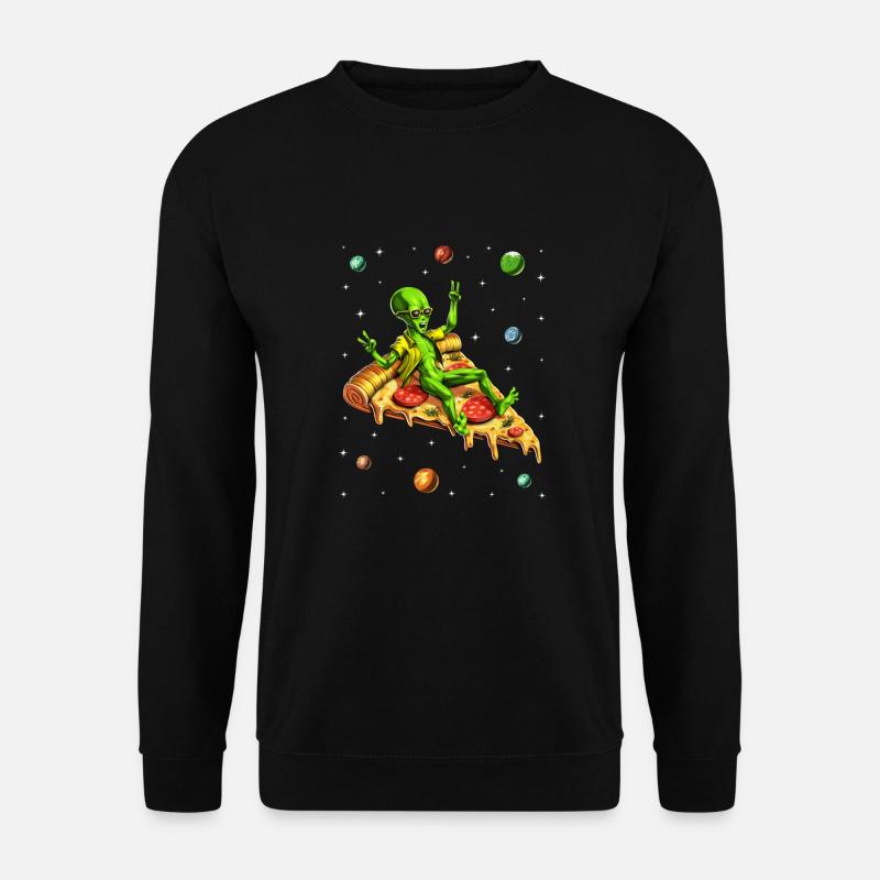 Alien Riding Pizza - Unisex Sweatshirt - black
