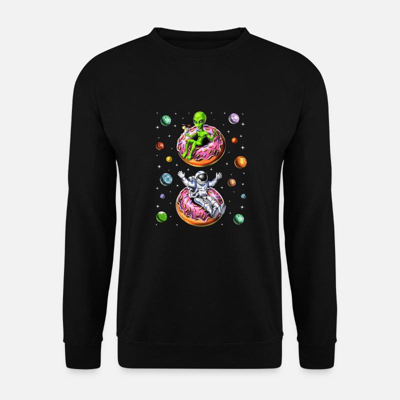 Astronaut Alien Riding Donut - Unisex Sweatshirt - black