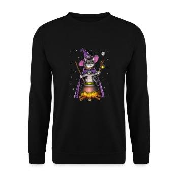 Katze Hexe - Unisex Pullover - Schwarz - Vorne - Alina (178cm) & Michal (187cm)