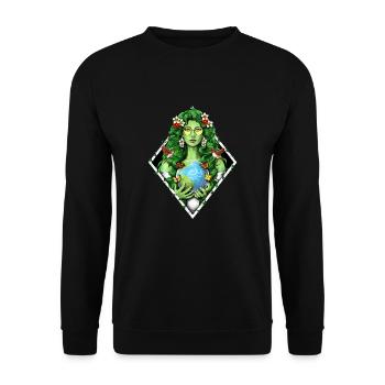 Gaia Mutter Erde Göttin - Unisex Pullover - Schwarz - Vorne - Alina (178cm) & Michal (187cm)