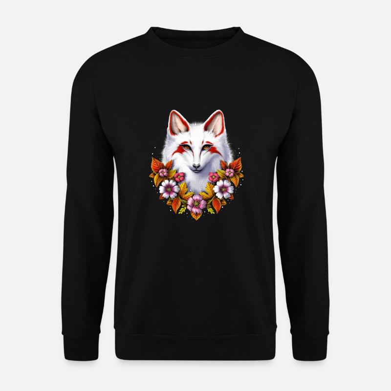 Japanischer Kitsune-Fuchs - Unisex Pullover - Schwarz