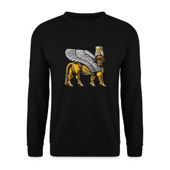Lamassu Sumerian Winged Bull - Unisex Sweatshirt - black - Front - Alina (178cm) & Michal (187cm)