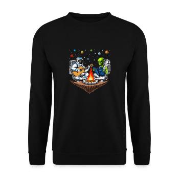 Space Astronaut Alien Camping - Unisex Sweatshirt - black - Front - Alina (178cm) & Michal (187cm)