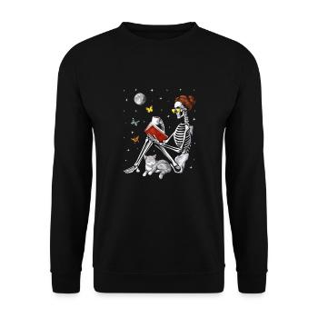 Skelett-Lesebuch - Unisex Pullover - Schwarz - Vorne - Alina (178cm) & Michal (187cm)
