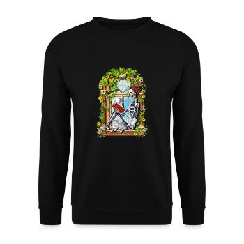 Skeleton Hippie Plants - Unisex Sweatshirt - black - Front - Alina (178cm) & Michal (187cm)