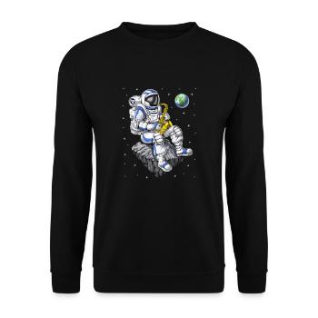 Astronaut Saxophon Spieler - Unisex Pullover - Schwarz - Vorne - Alina (178cm) & Michal (187cm)