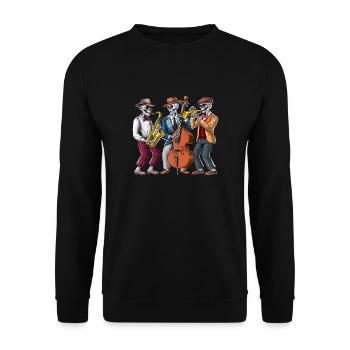 Musiciens de jazz squelettes - Sweat-shirt Unisexe - noir - Devant - Alina (178cm) & Michal (187cm)