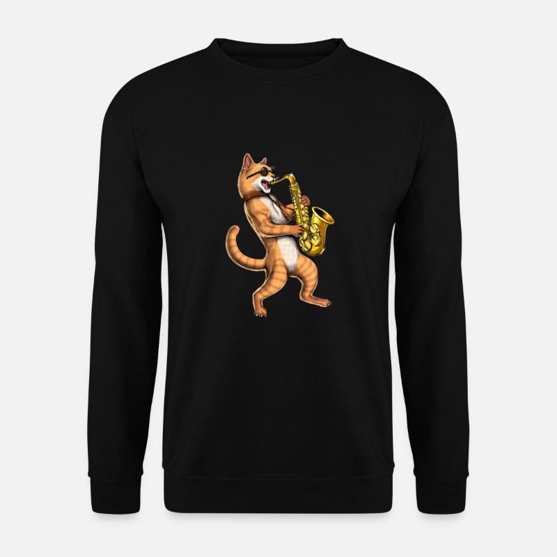 Cat Saxophone Player - Unisex Sweatshirt - black