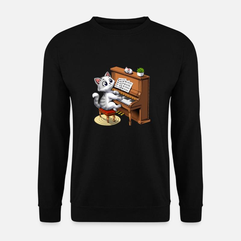 Cat Playing Piano - Unisex Sweatshirt - black