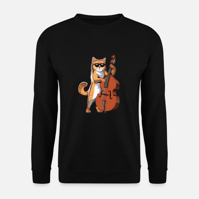Cat Kontrabassist - Unisex Pullover - Schwarz