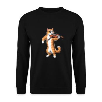 Cat Playing Violin - Unisex Sweatshirt - black - Front - Alina (178cm) & Michal (187cm)