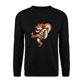Eichhörnchen Cowboy - Unisex Pullover - Schwarz - Vorne - Alina (178cm) & Michal (187cm)