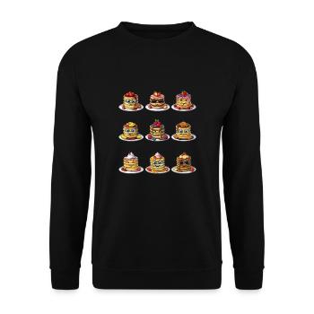 Lustige Pfannkuchen - Unisex Pullover - Schwarz - Vorne - Alina (178cm) & Michal (187cm)